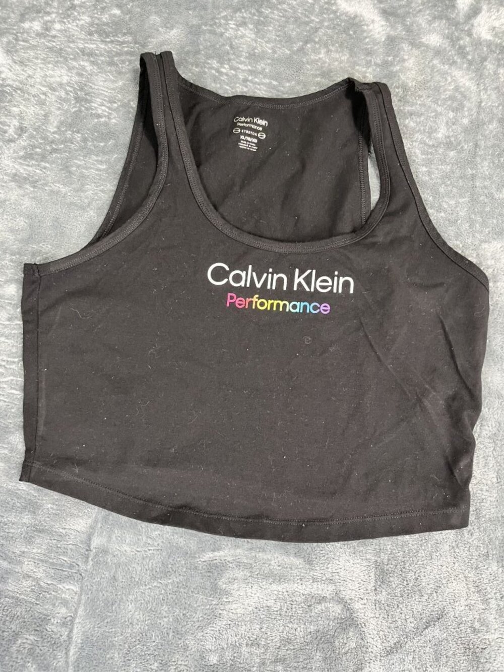 Calvin Klein Womens Performance Black Crop Tank Top XL